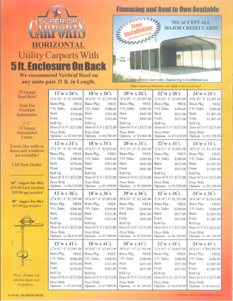 Utility Carport Polly Peak Trailers Bandera Texas